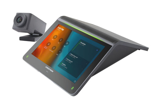 Crestron UC-MM30-T Microsoft Teams tabletop conferencing system with touch screen and high-quality audio for small meeting rooms.
