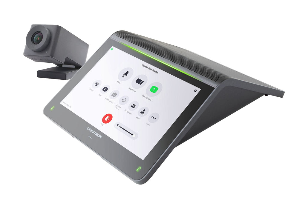Crestron UC-MM30-Z tabletop video conferencing system for Zoom Rooms, featuring a 7-inch touchscreen and advanced audio for seamless collaboration.