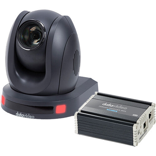 Datavideo PTC-140T HDBaseT PTZ camera with 20x zoom and HBT-12 receiver for long-distance AV transmission