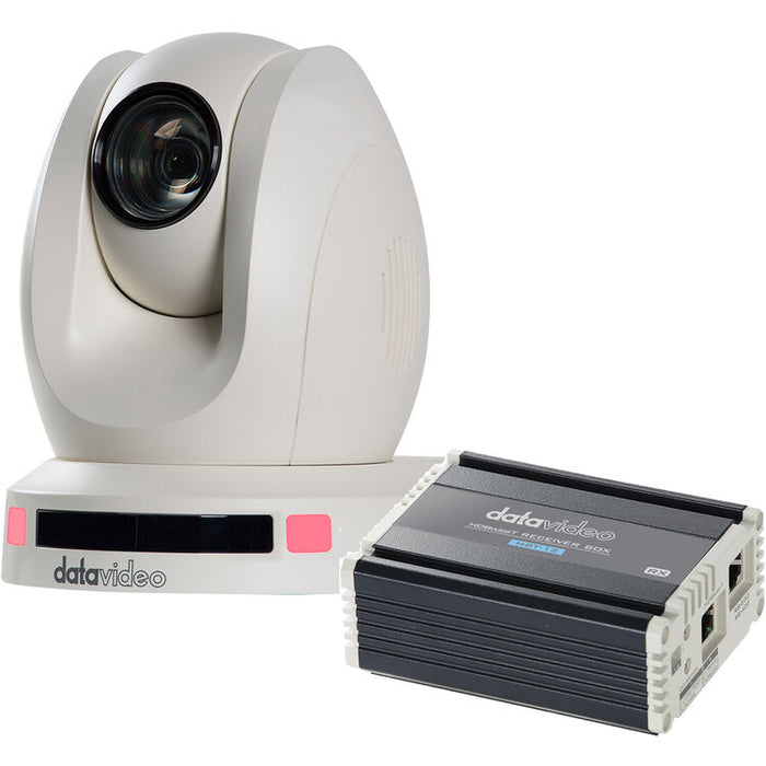 Datavideo PTC-140TW HDBaseT PTZ camera with 20x zoom and HBT-12 receiver for long-distance AV transmission