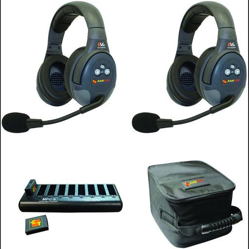 Eartec EVX2SD dual-ear wireless headset system with splitter cable