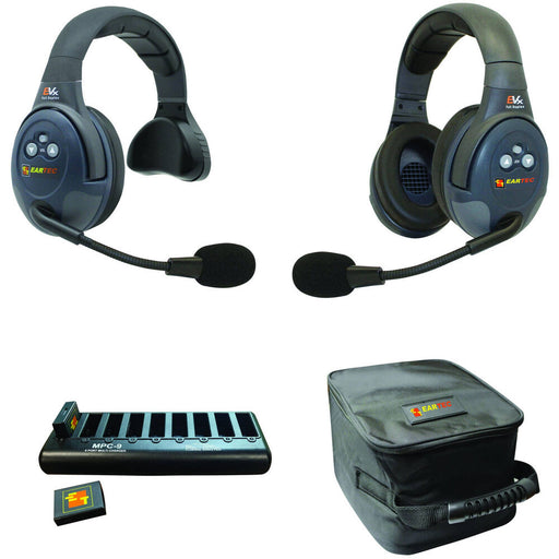 Eartec EVX2SD dual-ear wireless headset system with splitter cable