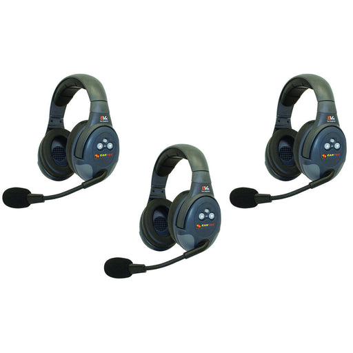 Eartec EVX3D 3-person wireless intercom headset system for hands-free team communication