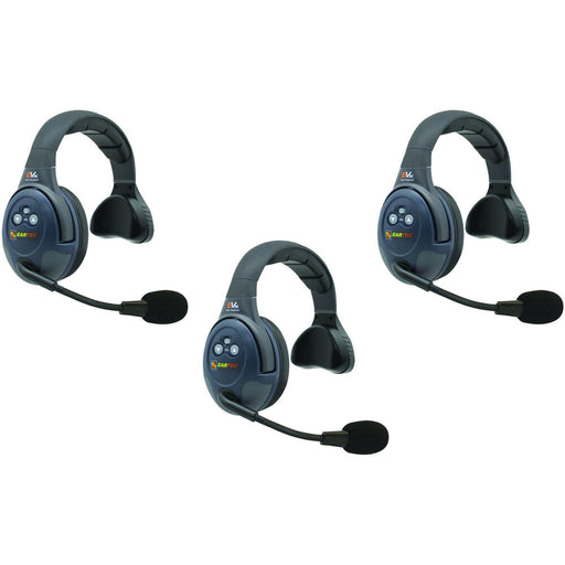 Eartec EVX3S wireless intercom system with three headsets