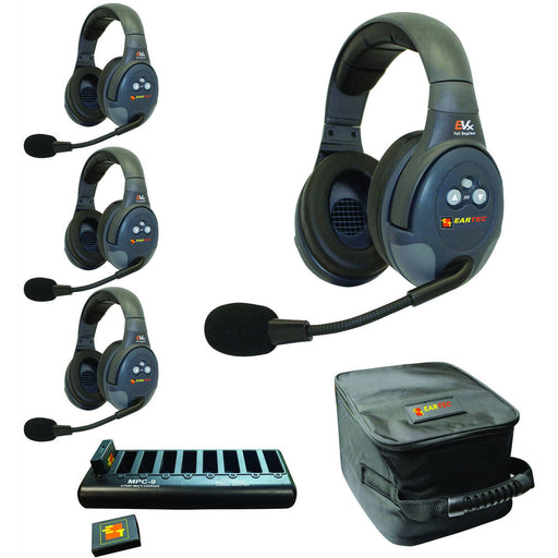 Eartec EVX4D 4-Person Wireless Intercom System with Dual-Ear Headsets
