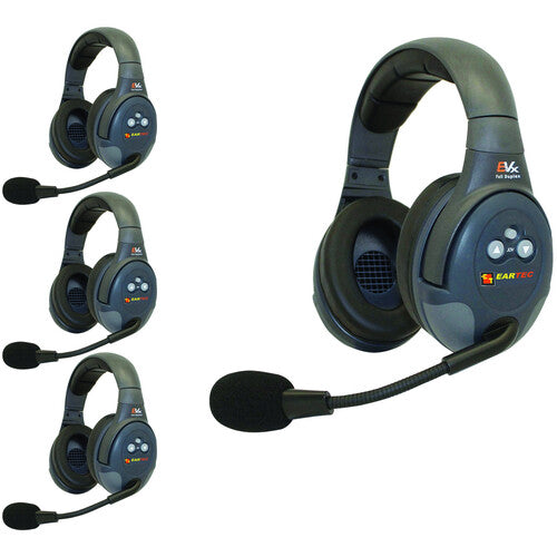 Eartec EVX4D 4-Person Wireless Intercom System with Dual-Ear Headsets