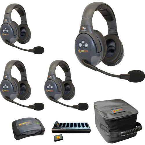 Eartec EVX4D-CM 4-user wireless intercom system with UltraLITE headsets and CM Master base