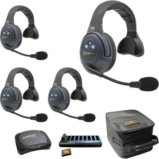 Eartec EVX4S-CM 4-person wireless communication system with Com-Center and headsets