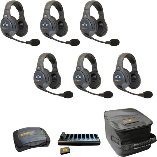 Eartec EVX6D-CM wireless 6-user intercom system with Com-Center hub and headsets