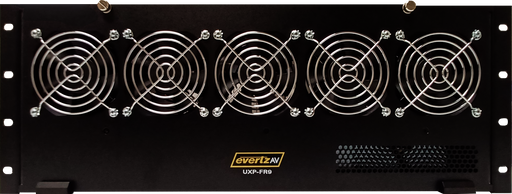 EvertzAV UXP-FR9 Standard 4RU Rack Mountable Frame designed to house up to nine UXP AV Gateway modules for professional AV-over-IP installations.