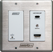 EvertzAV UXP-RXS-WP Single-Channel HDMI AV Receiver Wall Plate for 4K UHD AV-over-IP distribution with HDMI output and flush wall-mounted installation.