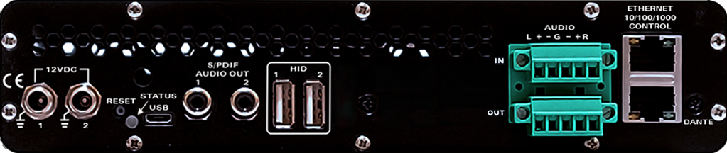 EvertzAV UXP-TRS4K-2A Standalone IPMX Certified AV Gateway with Dante Audio for professional AV-over-IP and networked audio applications.