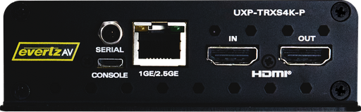 EvertzAV UXP-TRXS4K-P Standalone 4K60 AV Gateway with PoE+ for 4K60 AV-over-IP transport, encoding and decoding applications.