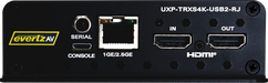 EvertzAV UXP-TRXS4K-USB2-RJ Standalone 4K60 AV Gateway with USB 2.0 and 1/2.5GE RJ45 Ethernet for professional AV-over-IP installations.