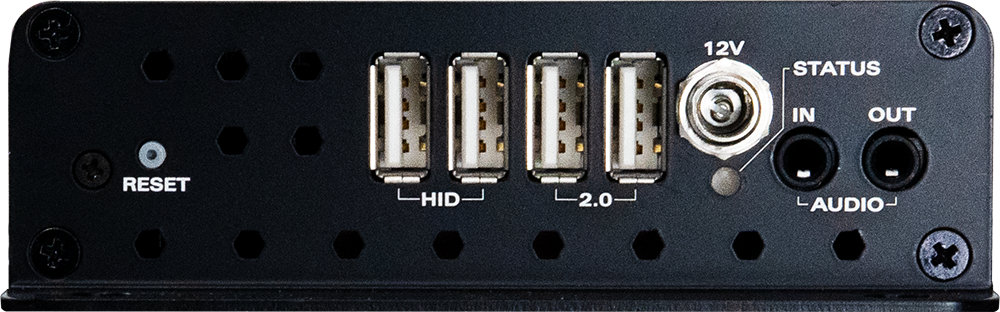 EvertzAV UXP-TRXS4K-USB2-RJ Standalone 4K60 AV Gateway with USB 2.0 and 1/2.5GE RJ45 Ethernet for professional AV-over-IP installations.