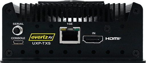 EvertzAV UXP-TXS Standalone Single-Channel HDMI AV Transmitter for professional HDMI video, audio, and control signal distribution over IP networks.