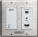 EvertzAV UXP-TXS-WP Single-Channel HDMI AV Transmitter Wall Plate for 4K UHD AV-over-IP transmission with HDMI input and flush wall-mounted installation.