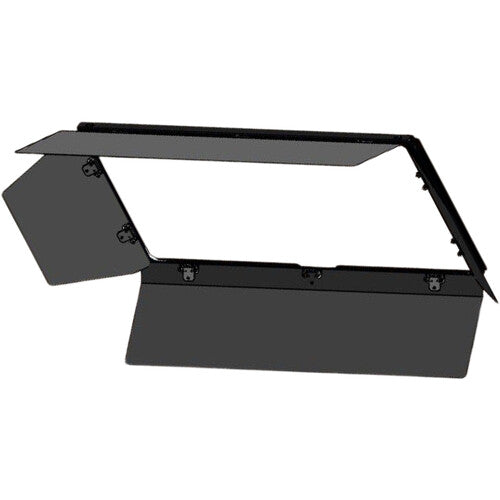 Fluotec 4-Leaf Barndoor Set mounted on CineLight 240 LED Panel for precise light shaping