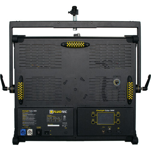 Fluotec Cinelight 200 Quad 2x2 RGBWW LED panel with yoke mount for studio and broadcast lighting applications