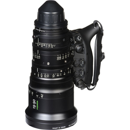 Fujinon Cabrio 19-90mm T2.9 cinema zoom lens with PL mount for film, television, documentary, and commercial production