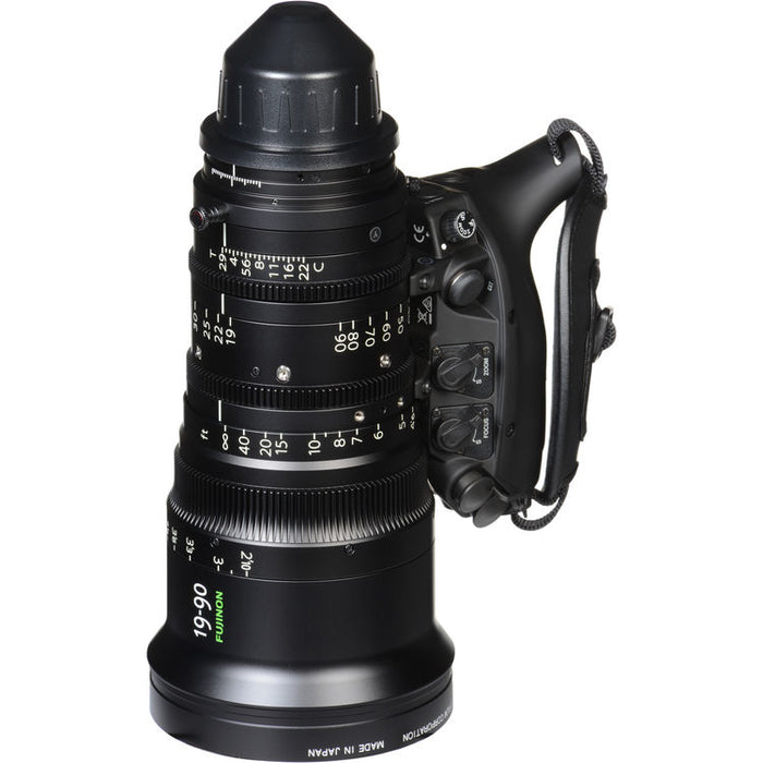 Fujinon Cabrio 19-90mm T2.9 cinema zoom lens with PL mount for film, television, documentary, and commercial production