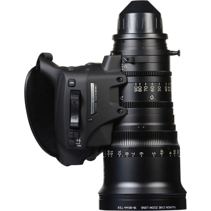 Fujinon Cabrio 19-90mm T2.9 cinema zoom lens with PL mount for film, television, documentary, and commercial production