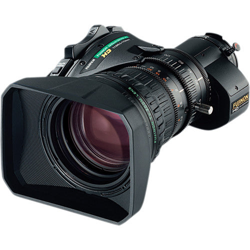 Fujinon XA20sx8.5BERM-K3 HD ENG zoom lens with extender mounted on a camera