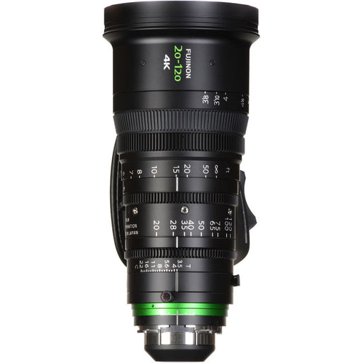 Fujinon XK20-120mm T3.5 Cabrio PL Mount cinema zoom lens with detachable digital servo drive for professional film, television, and live production.