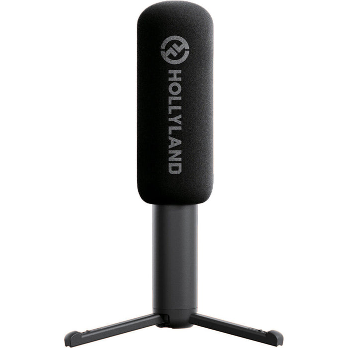 Hollyland interview adapter converting a wireless microphone receiver into a handheld interview microphone