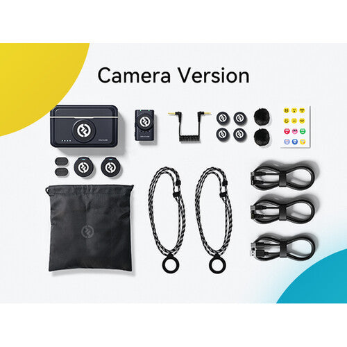 Hollyland LARK M2 DUO 2-person wireless camera-mount microphone system in shine charcoal with transmitters and receiver