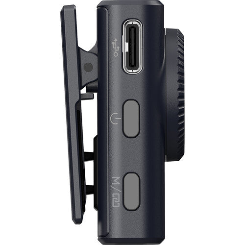 Hollyland LARK M2 DUO 2-person wireless camera-mount microphone system in shine charcoal with transmitters and receiver