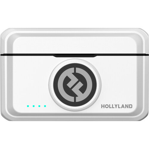 Hollyland LARK M2 DUO 2-person wireless microphone system in ivory white with compact transmitters and receiver