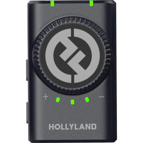Hollyland LARK M2 DUO 2-person wireless microphone system in shine charcoal with compact transmitters and receiver
