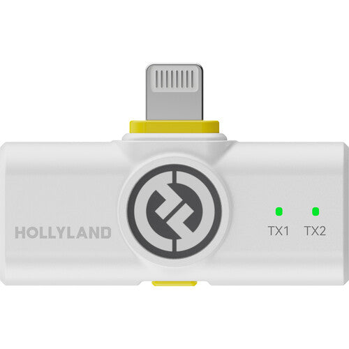 Hollyland LARK M2 DUO wireless microphone system with Lightning connector in ivory white