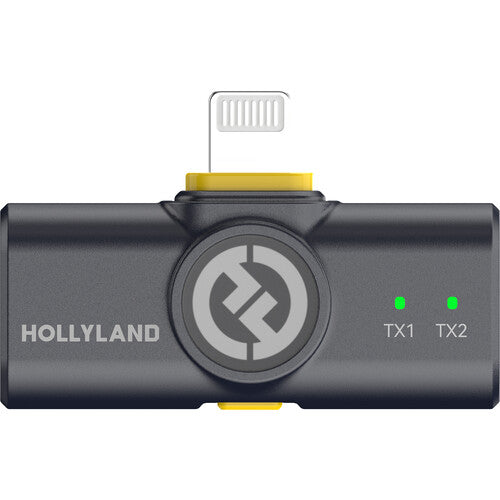 Hollyland LARK M2 DUO wireless microphone system with Lightning connector in shine charcoal