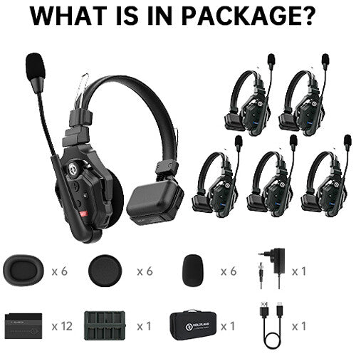 Hollyland Solidcom C1-6S full-duplex wireless DECT intercom system with six headsets