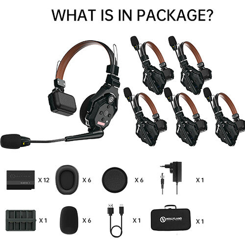 Hollyland Solidcom C1 Pro-6S full-duplex ENC wireless intercom system with three 1.9 GHz headsets