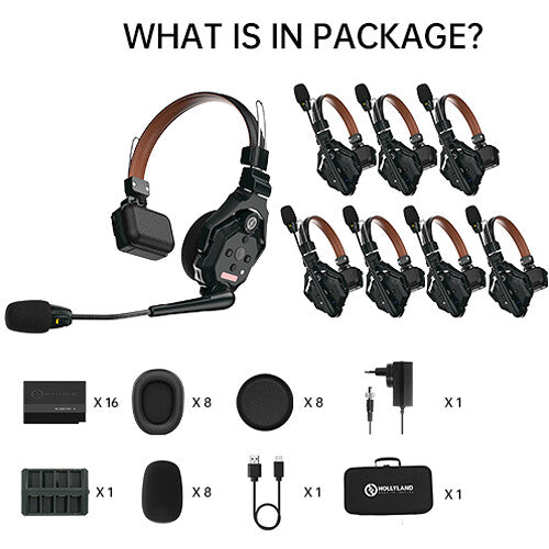 Hollyland Solidcom C1 Pro-8S full-duplex ENC wireless intercom system with three 1.9 GHz headsets