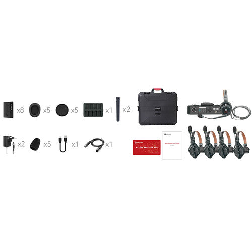 Hollyland Solidcom C1 Pro-Hub4S 5-person full-duplex wireless intercom system with hub and ENC headsets