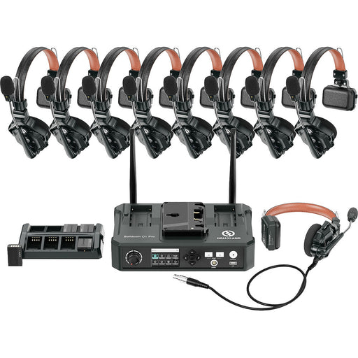 Hollyland Solidcom C1 Pro-Hub8S 9-person full-duplex wireless intercom system with hub and ENC headsets