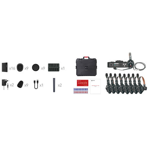 Hollyland Solidcom C1 Pro-Hub8S 9-person full-duplex wireless intercom system with hub and ENC headsets