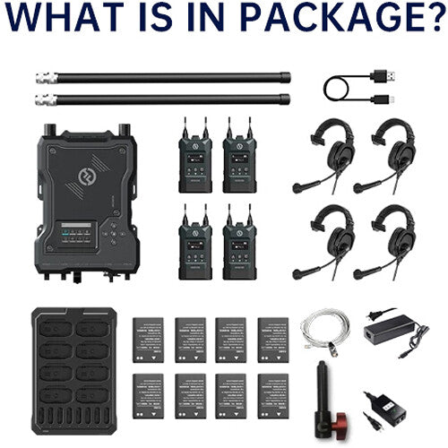 Hollyland Solidcom M1 full-duplex wireless intercom system with 4 beltpacks for professional production teams