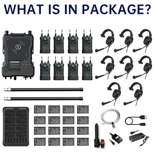Hollyland Solidcom M1 full-duplex wireless intercom system with 8 beltpacks for professional production communication
