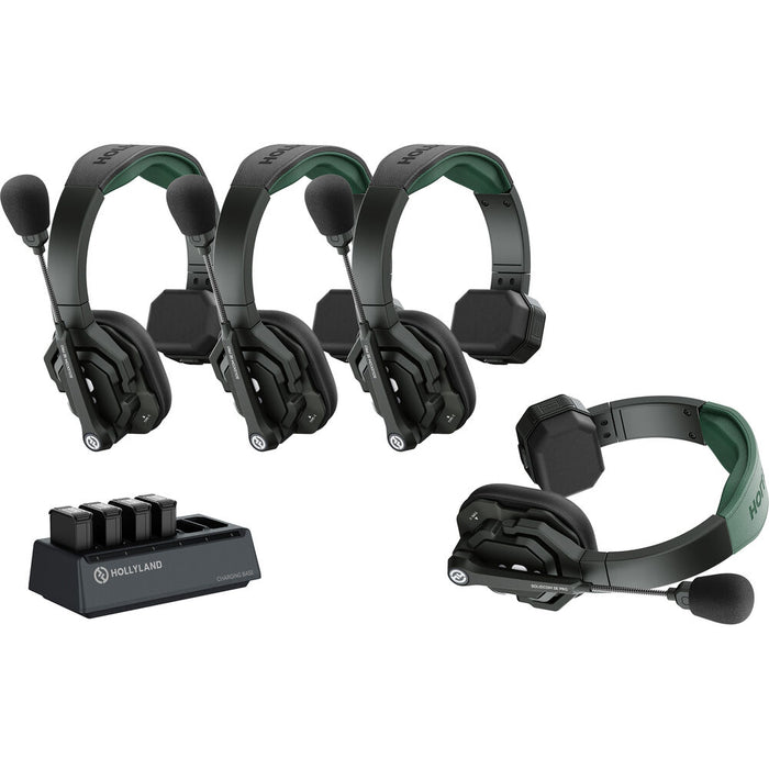 Hollyland Solidcom SE Pro 4S 1.9 GHz 4-person full-duplex single-ear wireless intercom system with master and remote headsets
