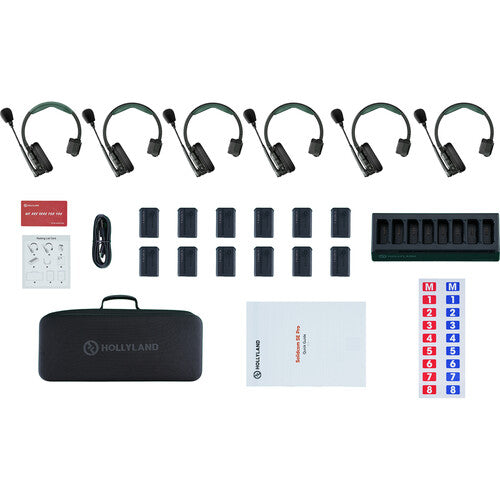 Hollyland Solidcom SE Pro 6S 1.9 GHz 6-person full-duplex single-ear wireless intercom system with master and remote headsets