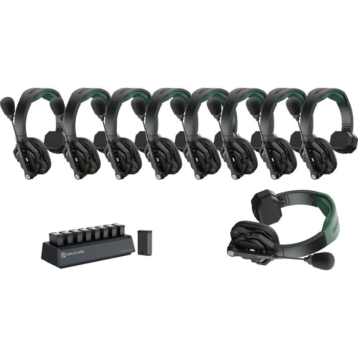 Hollyland Solidcom SE Pro 9S 1.9 GHz 9-person full-duplex single-ear wireless intercom system with master and remote headsets