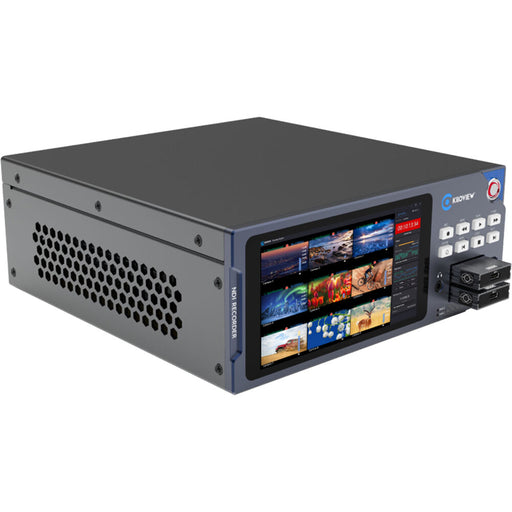 Kiloview Cube R1 9-Channel NDI Recorder System with 4K UHD support and 5.5-inch touchscreen LCD for professional video recording.