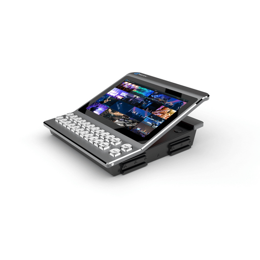 KILOVIEW DP-01 Panel Deck – a professional IP-based video production control panel with a 10.1-inch touchscreen, customizable LED keys, and PoE connectivity for seamless live video streaming and workflow management.