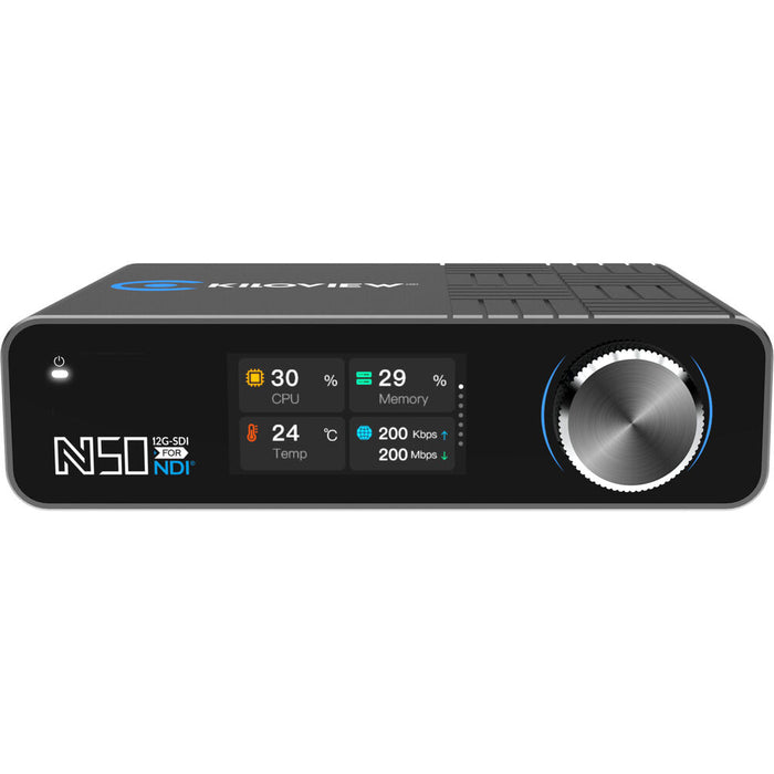 Kiloview N50 4K UHD HDMI to IP video encoder with low latency streaming capabilities.