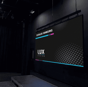 LUXVISION ECOLUX Hanging X Series Indoor LED Display with lightweight hanging cabinets, seamless direct-view LED technology, and vibrant commercial video wall performance.